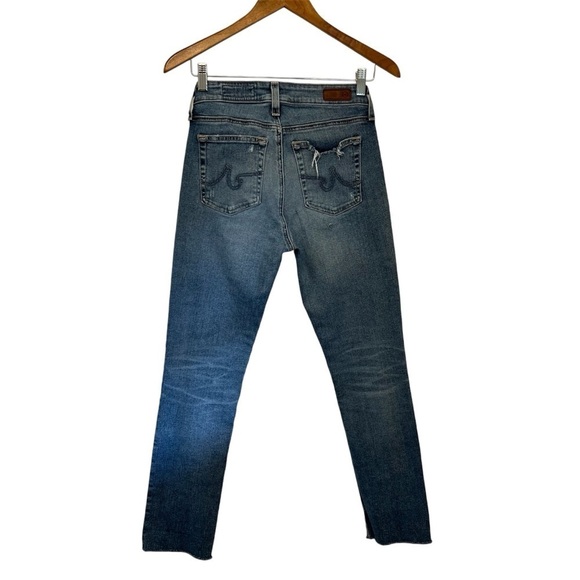 AG Adriano Goldschmied Mari Crop High Rise Slim Straight Raw Hem Destroyed 26 - Picture 4 of 7